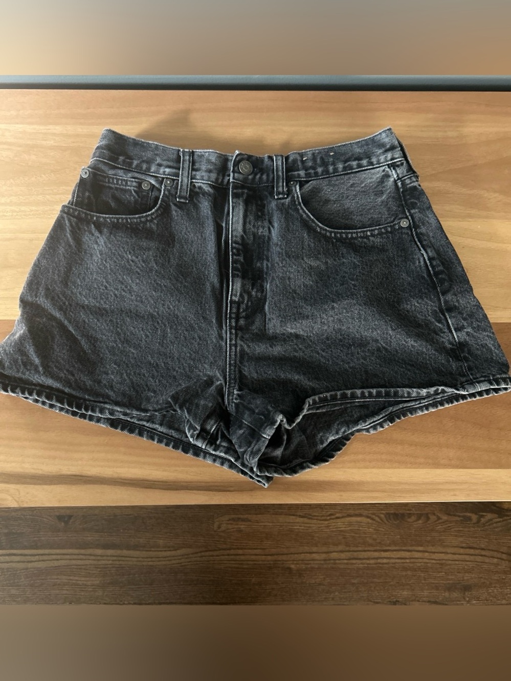 Madewell Washed Black High-Rise Denim Shorts